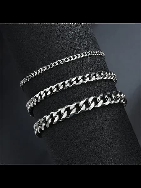 Браслет-цепочка из нержавеющей стали, 22 см, Silver Color