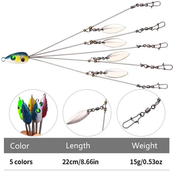 Набор Рыболовных приманок Alabama Rig Fishing Set - 5 Цветовых вариантов для Ловли окуня