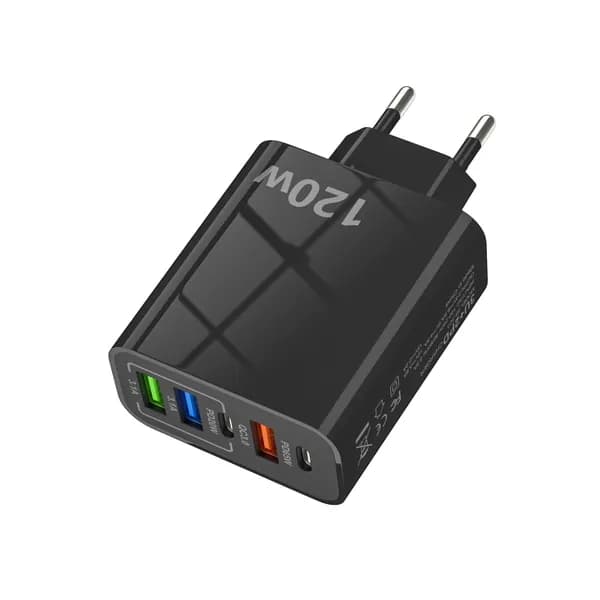 Сетевое зарядное устройство Jingfeng, 5 портов, EU вилка, черный, 120W