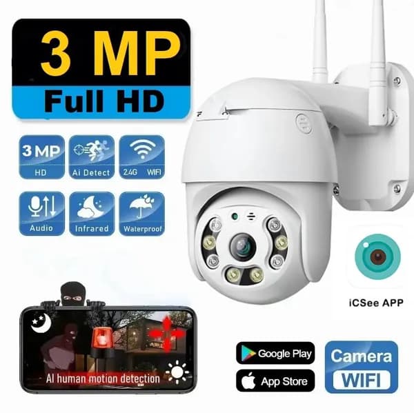 WIFI Камера видеонаблюдения уличная 3mp, wi-fi видеокамера беспроводная поворотная