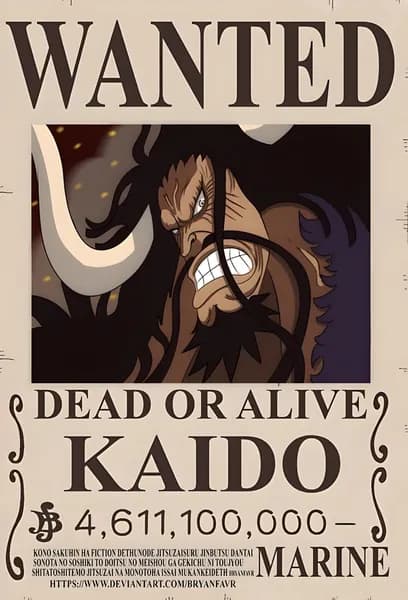 Плакат Постер One Piece Ван Пис Розыскные Листовки Wanted Kaido