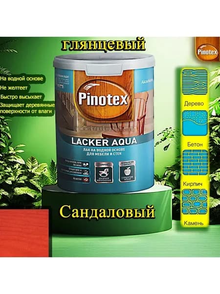 Лак OMNITEX >(Pinotex) Lacker Aqua глянец ЦВЕТ: Сандаловый 1л на водной основе для дерева, мебели и стен