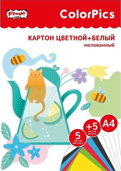 Набор цветного картона и бумаги Комус Класс (А4, 10 листов, 6 цветов)
