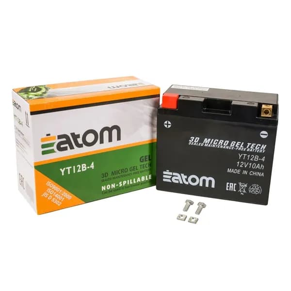 Мотоаккумулятор ATOM YT12B-BS (YT12B-4) GEL гелевый