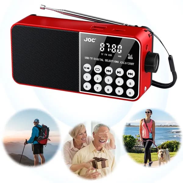 Магнитола FM-радио Светодиодный цифровой дисплей с поддержкой TF-карты и MP3-плеера, 5 Вт, серый
