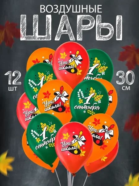Воздушные шары 12 шт для праздника 1 сентября