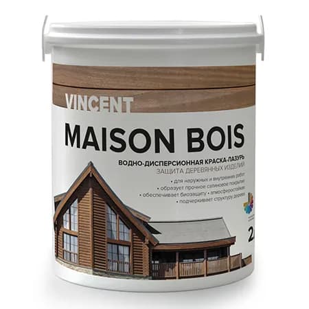 Vincent maison bois водно-дисперсионная краска-лазурь для защиты деревянных изделий, баз а (0,9л)