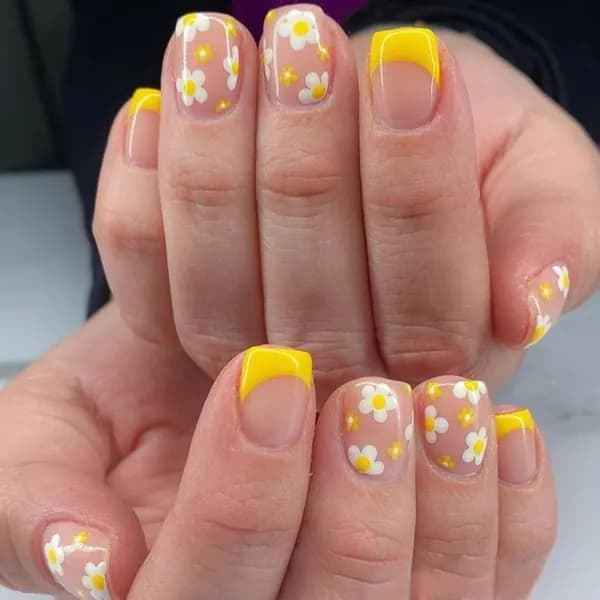 24 шт. Французские типсы для ногтей, короткие квадратные