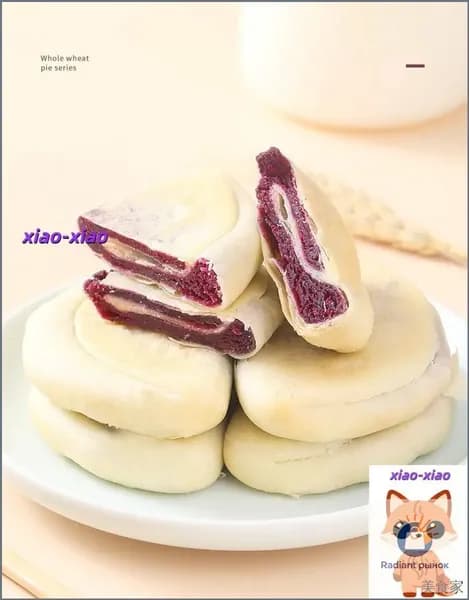 Xiao-Xiao пирожное с начинкой из пюре фиолетового батата и таро, без сахара богато клетчаткой, без трансжиров, мягкая и клейкая текстура, в индивидуальной упаковке