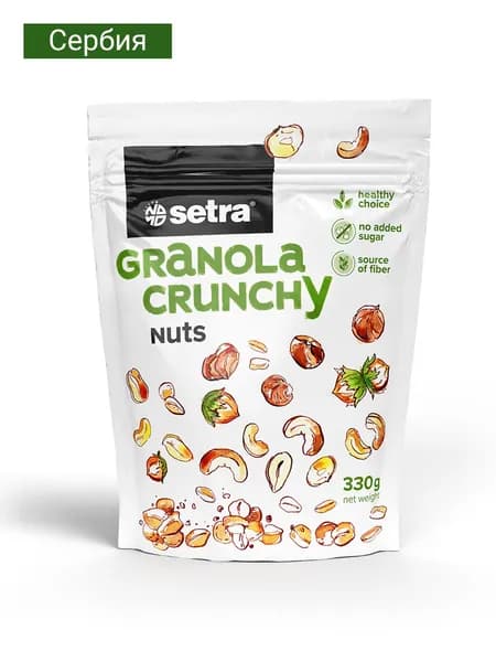 Гранола Setra Crunchy nuts, мюсли хрустящие запеченные с орехами