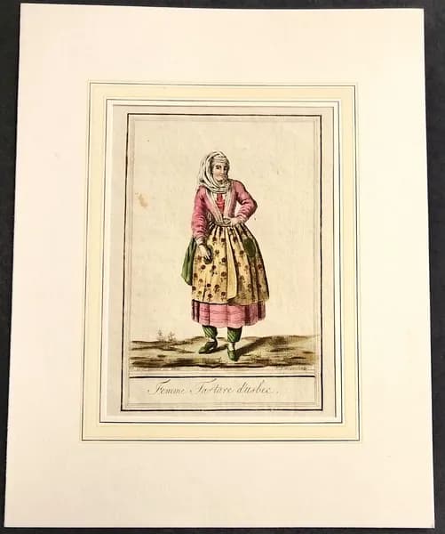 Антикварная гравюра. Вид тартарки - узбечки. 1790-е годы.