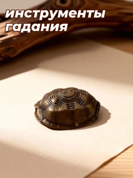 Миниатюрный бронзовый черепаховый гадательный оберег для фэншуй с китайскими монетами