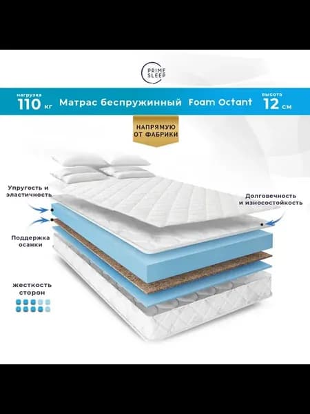 Матрас 100х200 беспружинный ортопедический