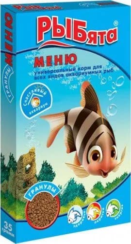 РЫБята "МЕНЮ" ГРАНУЛЫ деликат. гранулир. корм для рыб, 30г