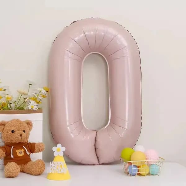 Шар (40''/102 см) Цифра, 0, Розовый, 1 шт. в уп.
