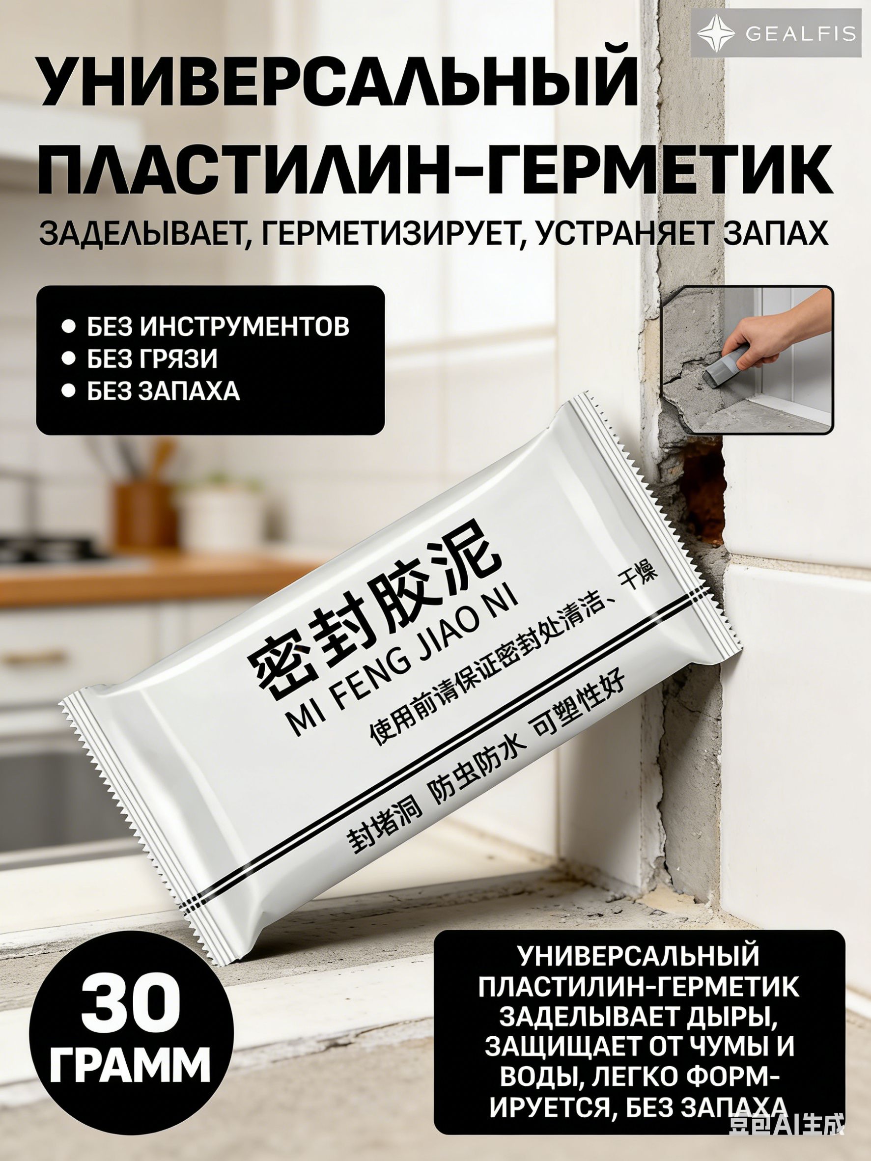 ПОЛИДОКС Герметик автомобильный Паста, 180 мл, 3 шт.
