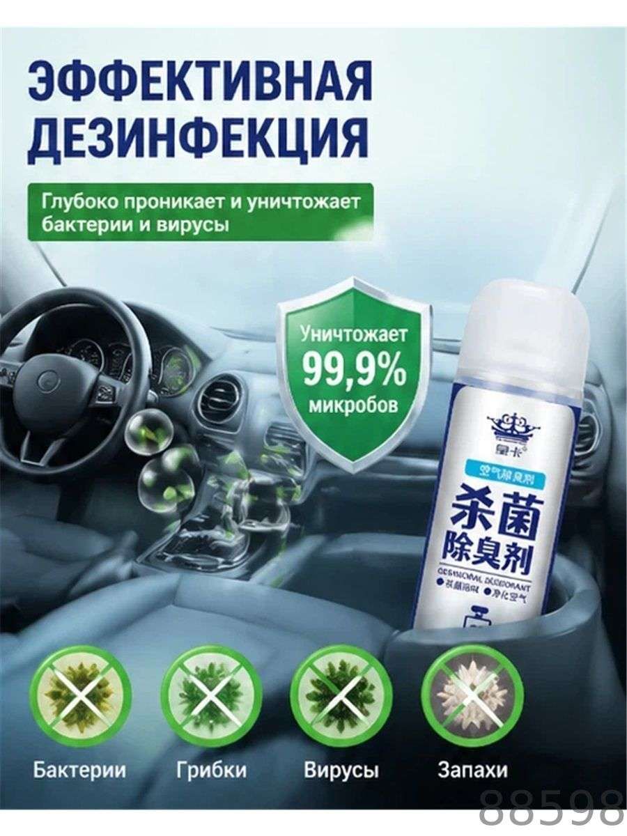 Дезодорант-спрей для автомобиля, антибактериальный, устраняет запахи, 180 мл
