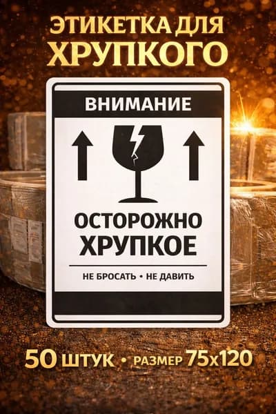 Этикетки на упаковку осторожно хрупко 120*75мм 50шт.