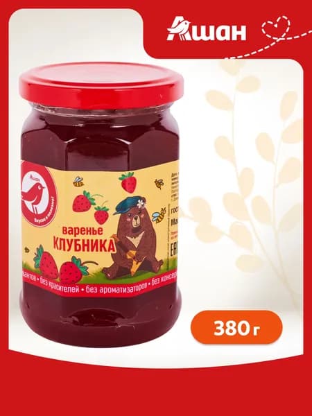 Варенье АШАН Красная птица клубничное, 380 г