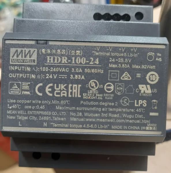 HDR-100-24 Блок питания на DIN-рейку 92Вт 24В 3.83А