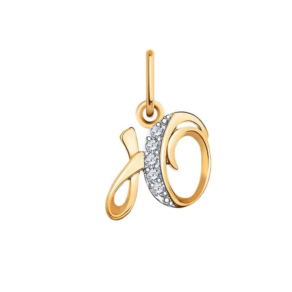 Золотая подвеска-буква Ю DIAMANT-ONLINE с фианитом 585 пробы