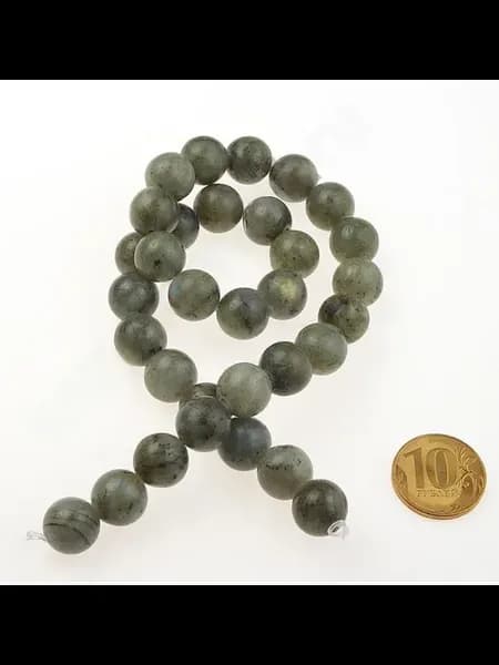 Бусины шар 12 мм лунный камень 33 шт серые
