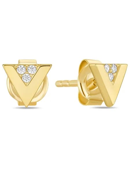 Серьги пусеты из желтого золота с фианитами MIUZ Diamonds