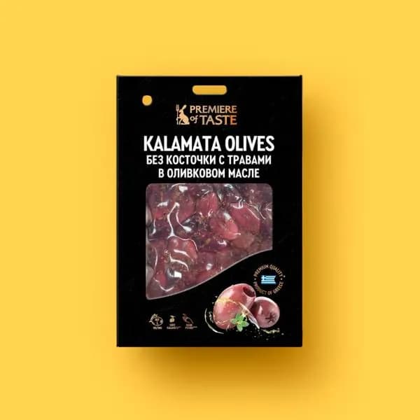 Оливки Каламата маринованные с травами без косточки Premiere of Taste 150г