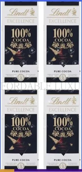 Шоколад Lindt Excellence 100% какао 50 г, 4 штуки
