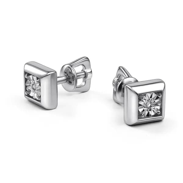 Серебряные серьги DIAMANT-ONLINE с бриллиантом 925 пробы