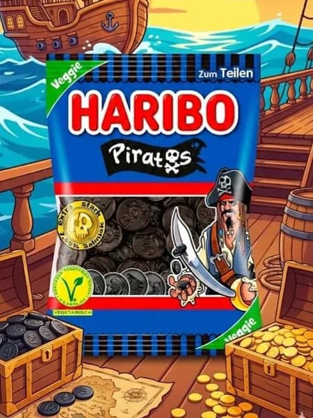 Жевательный мармелад Haribo Piratos лакрица (соленый) 175 грамм
