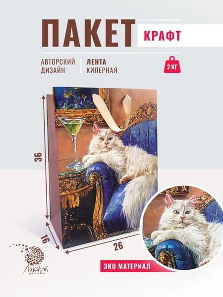Лакарт Дизайн Пакет подарочный вертикальный 26,4*36*16 см 1 шт