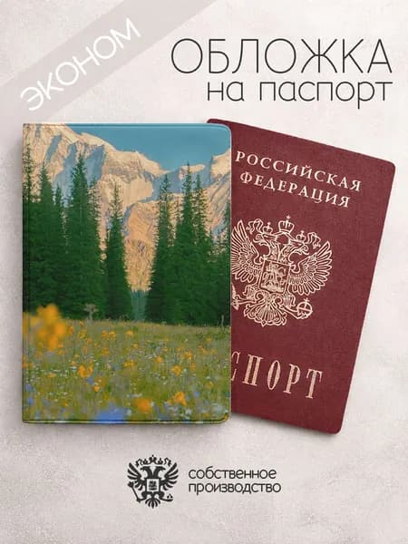 Обложка на паспорт эконом Эстетичный пейзаж поляна в лесу