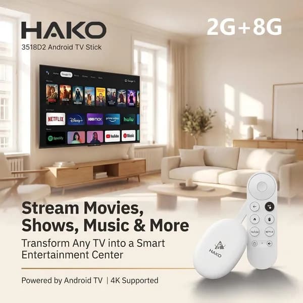 игровая приставка HAKO 3518D2 на Android 14, Wi-Fi 6, Bluetooth 5.4, поддержка 4K, пульт с голосовым управлением и функцией воздушной мыши, портативный медиаплеер