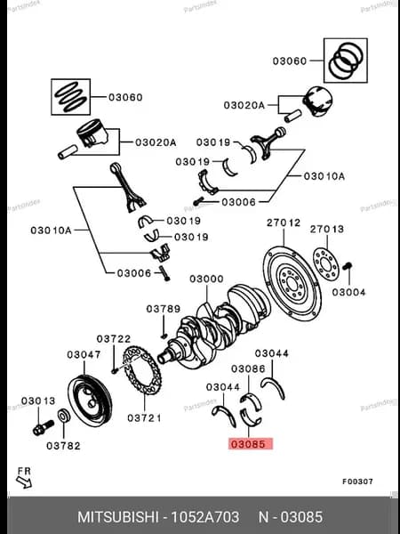 Подшипник коленвала нижний, 1052A703