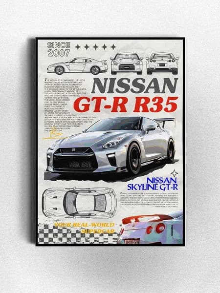 Постер на стену Nissan GT-R R35 без рамки (А3)