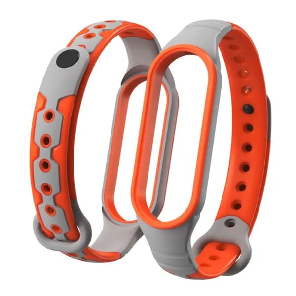 Силиконовый ремешок для Xiaomi Mi Band 6 - серый с оранжевым