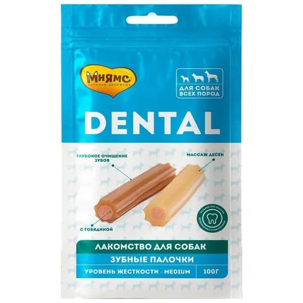 Лакомство для собак Мнямс Dental, зубные палочки, с говядиной 100 г