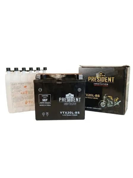Аккумулятор для квадроцикла и снегохода PRESIDENT INNOVATION YTX20L-BS 12V 18Ah обратная полярность, мото АКБ сухозаряженный
