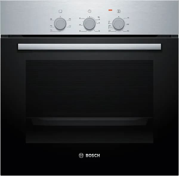Bosch Духовой шкаф HBF011BR0T, Serie 2, электрический встраиваемый, 71 л 4 режима, очистка AquaClean, нагрев 3D Hotair, таймер, гриль, защита от перегрева, черный
