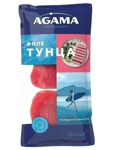 Тунец Agama свежемороженый филе без кожи 400 г