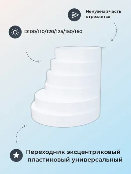 Переходник эксцентриковый пластиковый универсальный D100/110/120/125/150/160