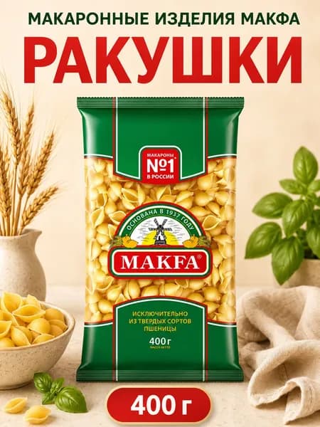 МАКФА Макаронные изделия Ракушки 400 грамм, 1 штука