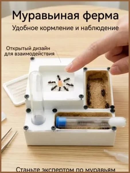 Муравьиная ферма XiaoFang-Ant-Nest-Square из акрила и PLA, с поддоном для гипса, белая