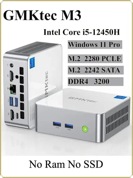 GMKtec Мини-ПК (Intel Core i5-12450H, RAM Отсутствует, Intel UHD Graphics, Windows 11 Pro)
