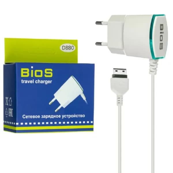 СЗУ BIOS Samsung D880 Duos/J600/M600 White Напряжение питания 110-240В, 50-60Гц Выходное напряжение 3,7-4,7В 00-00009103