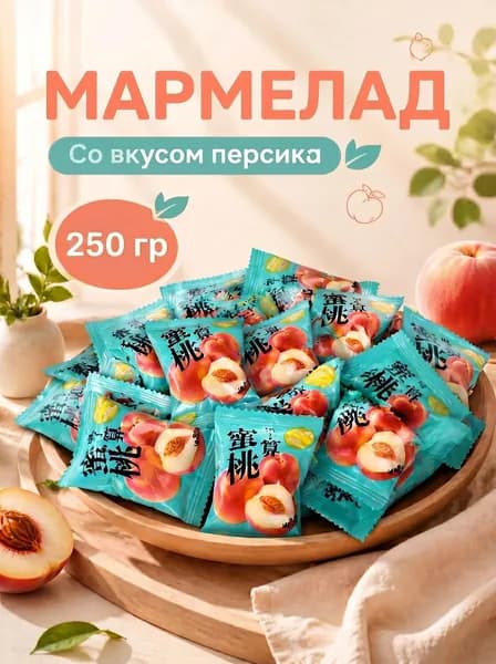 Китайские мармеладные желейные конфеты Персик, 250г