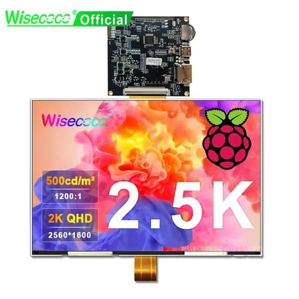 Wisecoco 8.9" Монитор 8.9" 2K IPS LCD дисплей 2560X1600 яркость 500 нит, модуль с платой драйвера MIPI для Raspberry Pi и мониторов систем контроля доступа (TFTMD089030), IPS, 2560x1600 WQXGA, 60 Гц, черный матовый