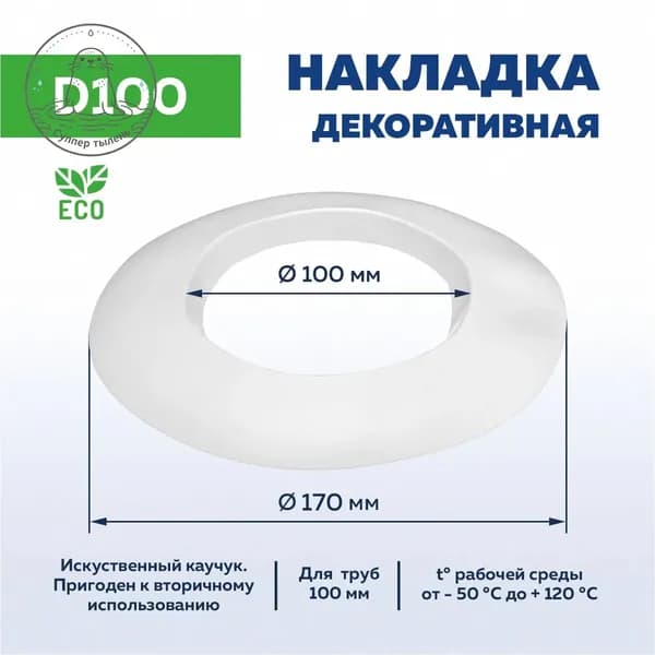 Накладка декоративная 100 мм для коаксиального дымохода 60х100, УТДК