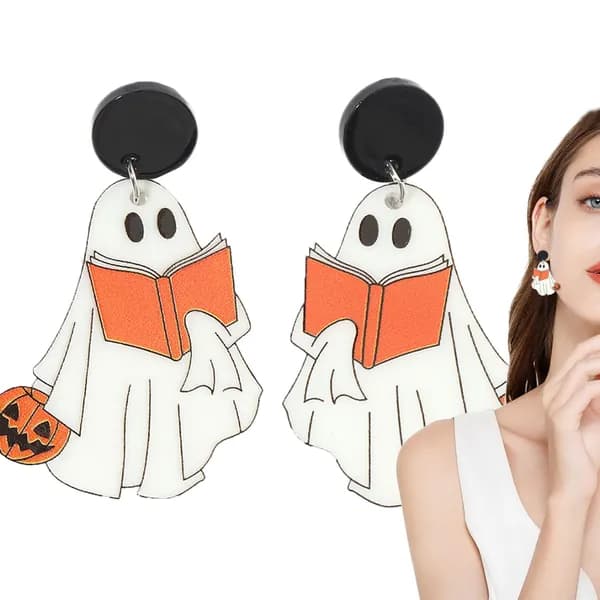 Акриловые Серьги-Гвоздики Ghost Pumpkin Halloween